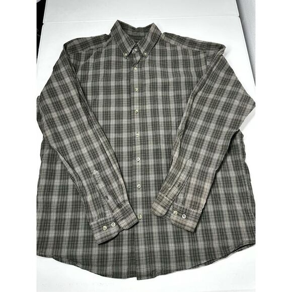 Eddie Bauer Men’s Plaid Cotton Solid Button Down Shirt Size XL Green See *Notes - Picture 13 of 15